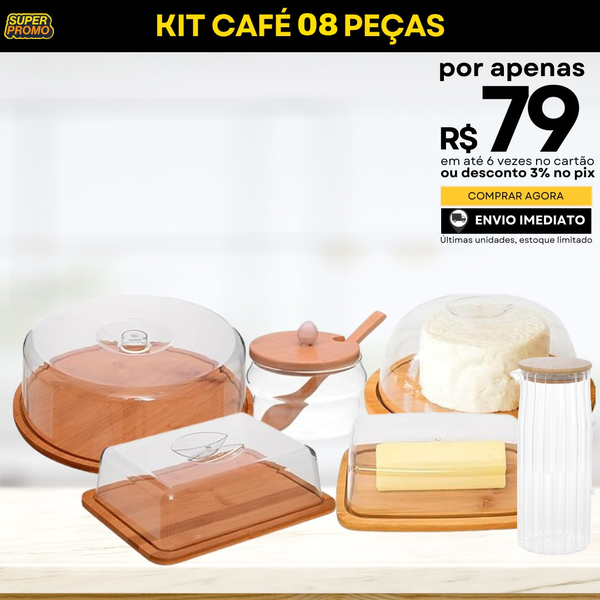 Kit Café em Bambu – 08 Peças + Brinde Especial (06 Xícaras)